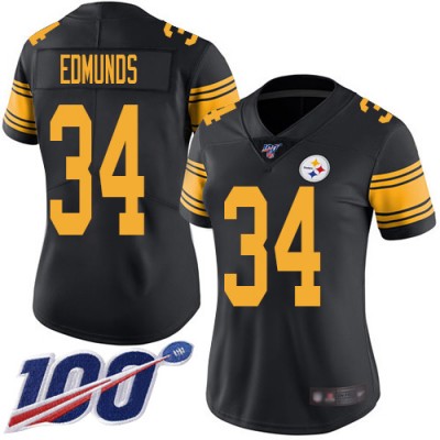 Nike Pittsburgh Steelers #34 Terrell Edmunds Black Women's Stitched NFL Limited Rush 100th Season Jersey